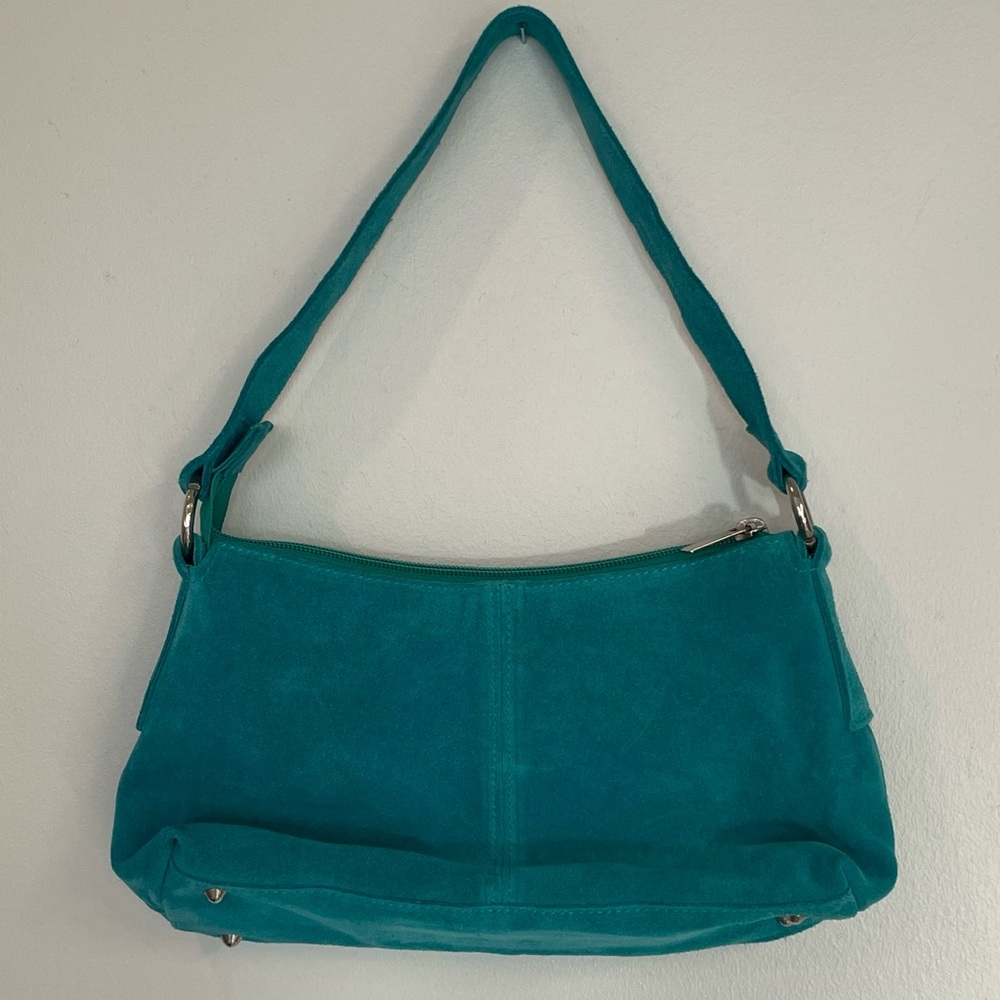 Appleseeds Teal Suede Leather Shoulder Bag